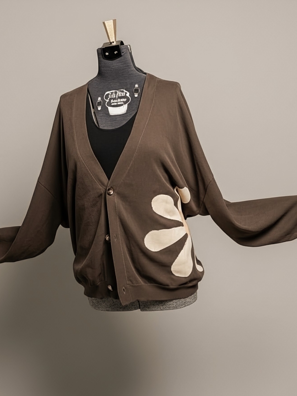 NWT 2024 Natural Life Live Happy Cardigan Sweater Olive Daisy Intarsia Knit L/XL